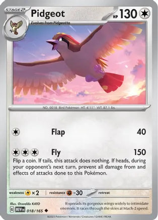 #018 Pidgeot 018/165 Uncommon Reverse Holo