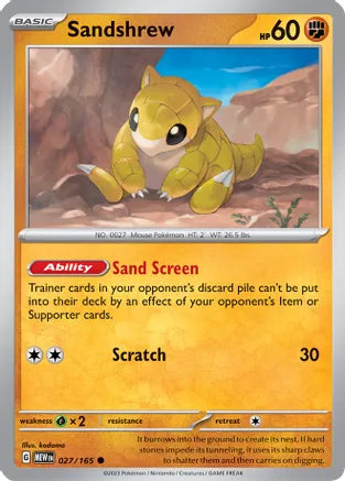 #027 Sandshrew 027/165 Common Reverse Holo
