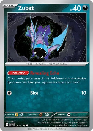 #041 Zubat 041/165 Common Reverse Holo
