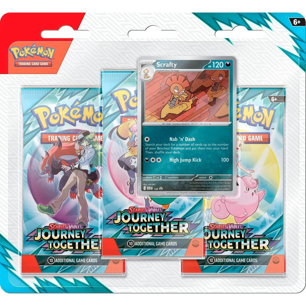Pokémon SV9 Journey Together 3 Pack Blister Scrafty
