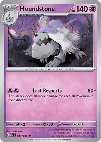 #043 Houndstone 043/091 Rare Holo
