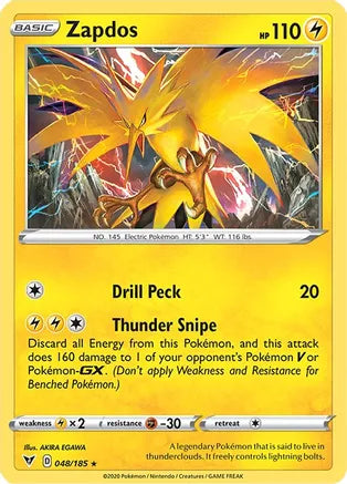 #048 Zapdos 048/185 Rare Holo
