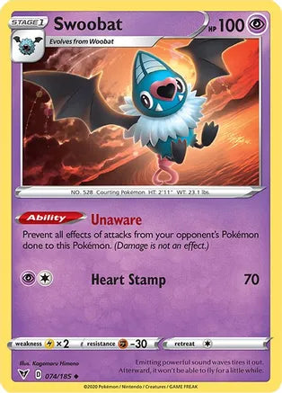 #074 Swoobat 074/185 Uncommon reverse holo