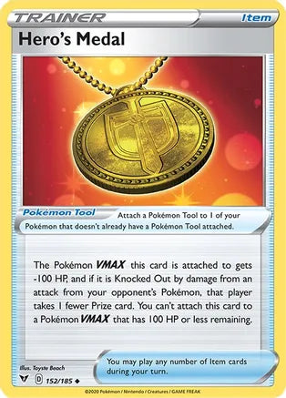 #152 Hero's Medal 152/185 Uncommon reverse holo