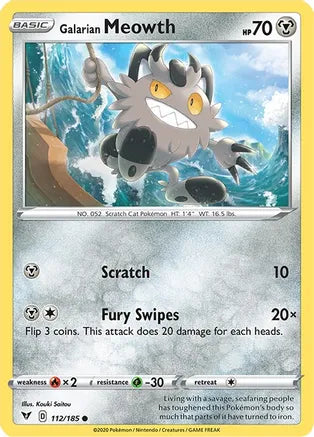 #112 Galarian Meowth 112/185 Common reverse holo