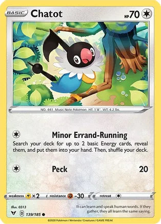 #139 Chatot 139/185 Common reverse holo