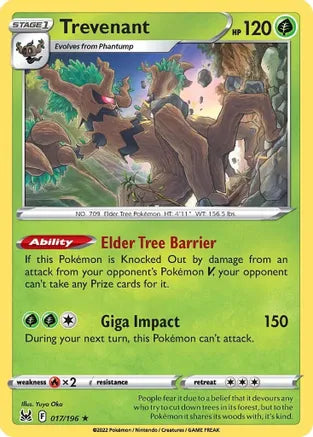 #017 Trevenant 017/196 Rare Reverse Holo