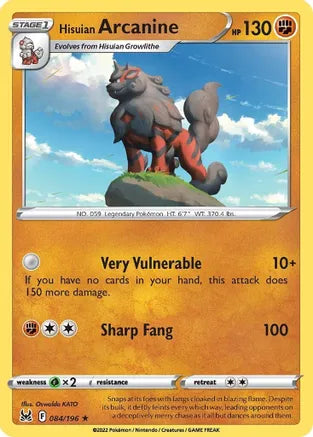 #084 Hisuian Arcanine 084/196 Rare Reverse Holo