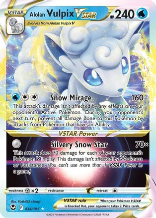 #034 Alolan Vulpix Vstar 034/195 Ultra Rare