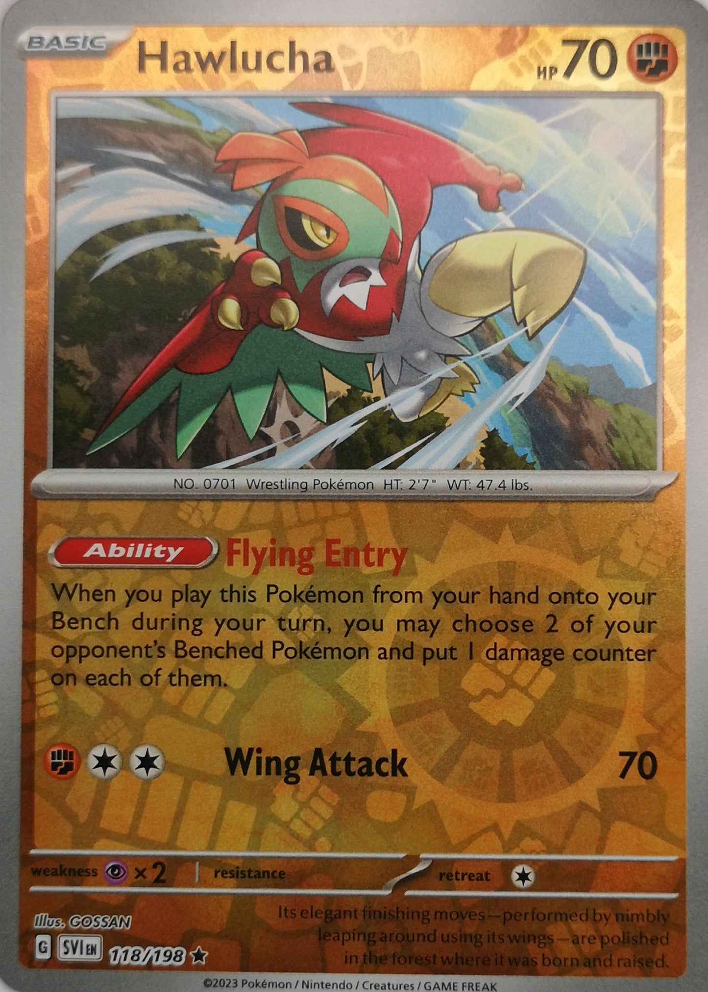 #118 Hawlucha 118/198 Rare Reverse Holo