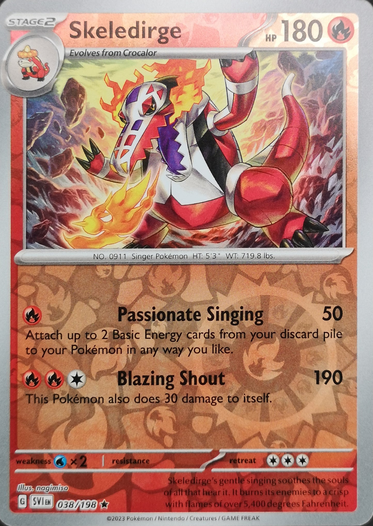 #038 Skeledirge 038/198 Rare Reverse Holo