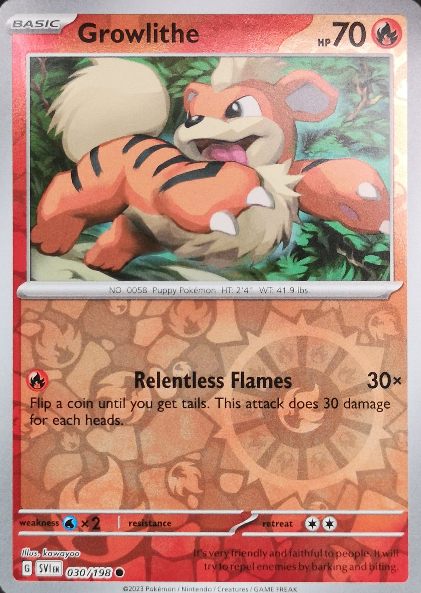 #030 Growlithe 030/198 Common Reverse Holo