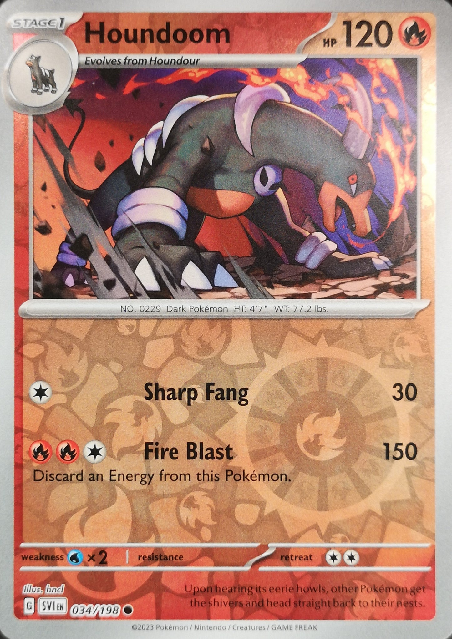#034 Houndoom 034/198 Common Reverse Holo
