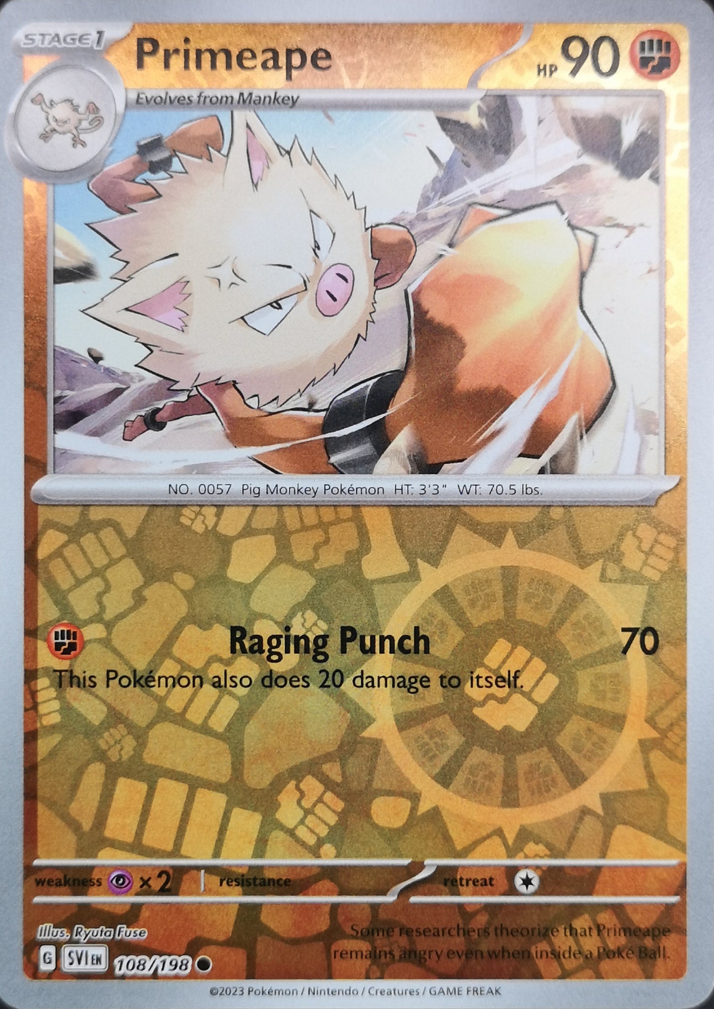 #108 Primeape 108/198 Common Reverse Holo