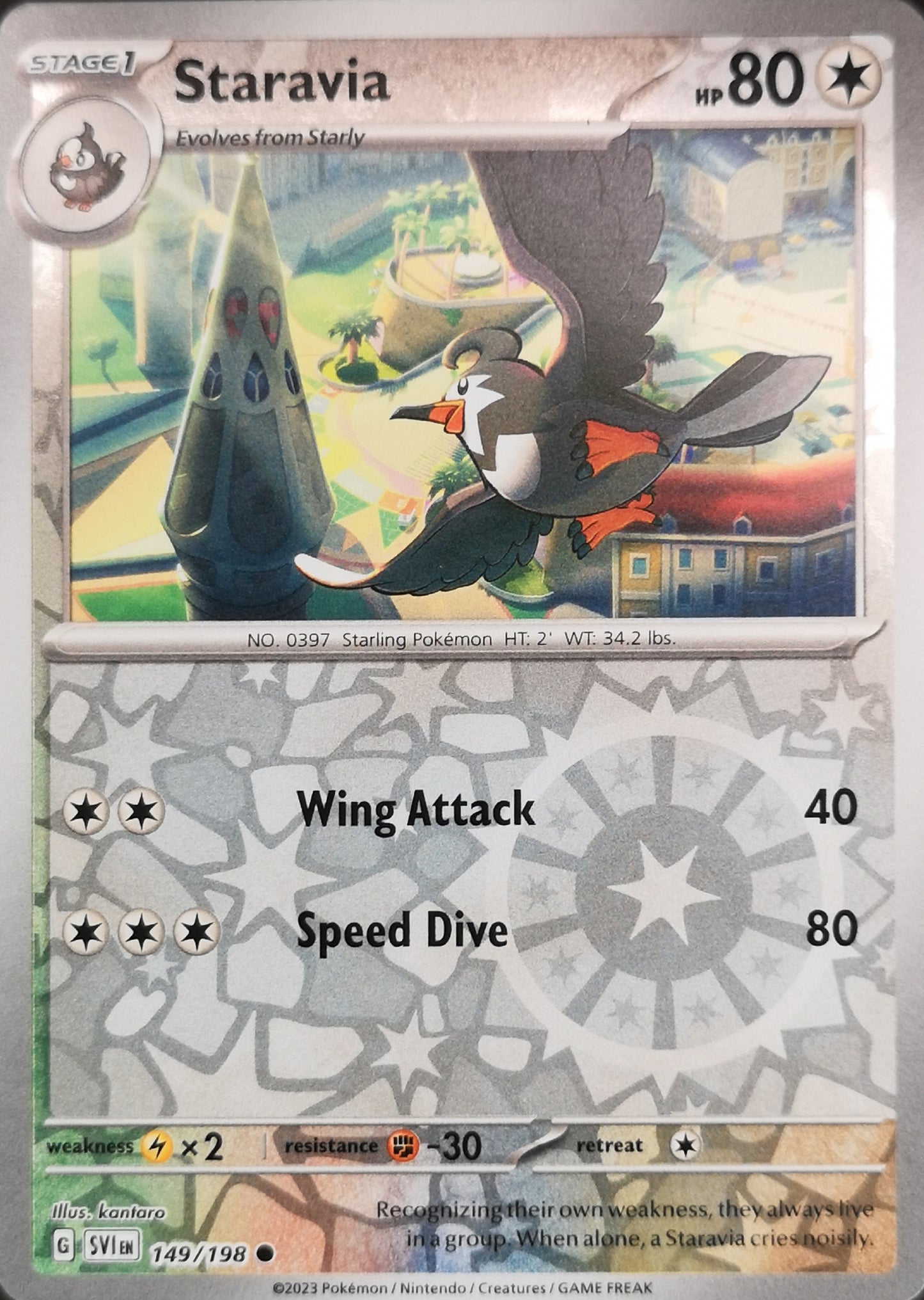 #149 Staravia 149/198 Common Reverse Holo