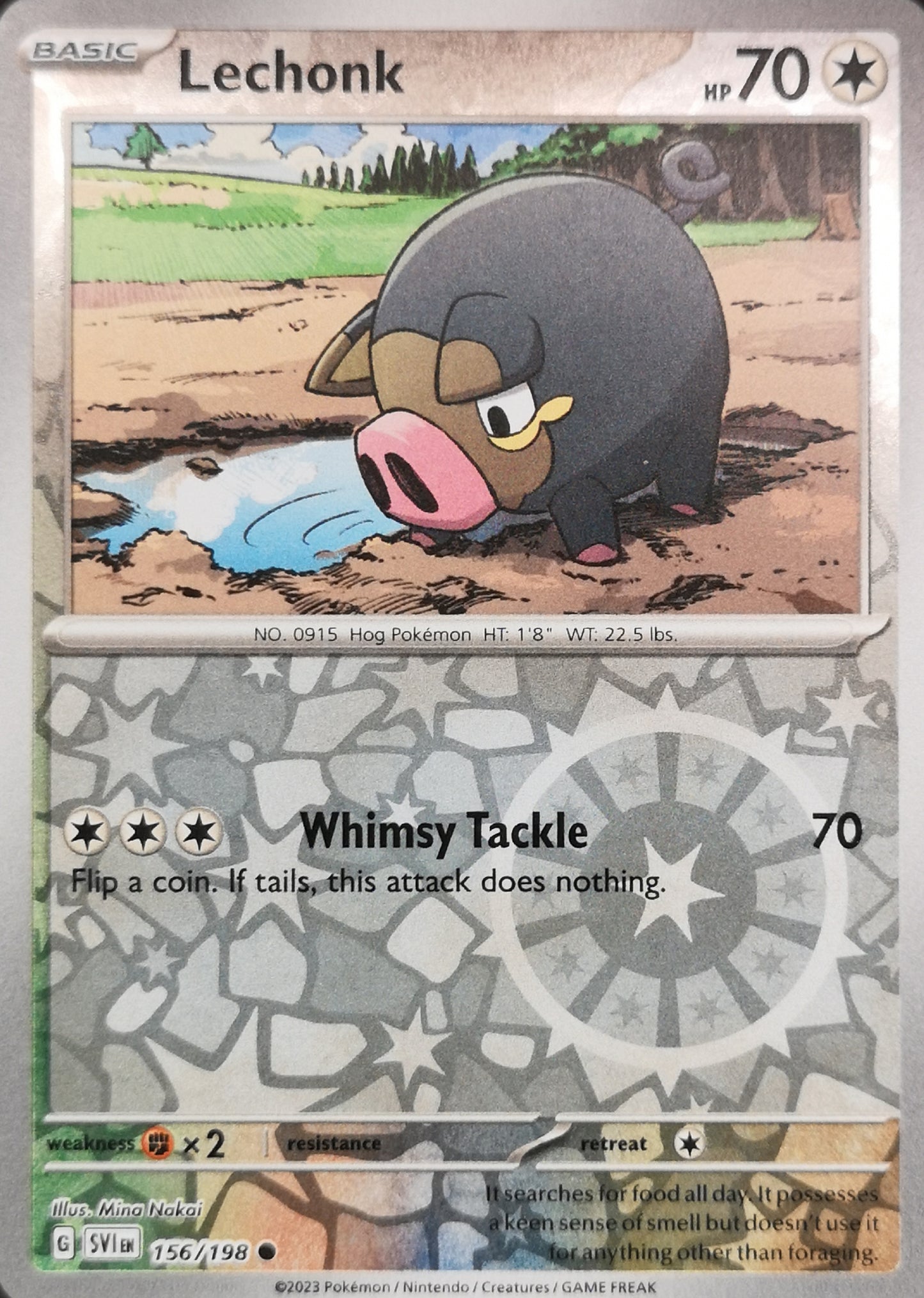 #156 Lechonk 156/198 Common Reverse Holo