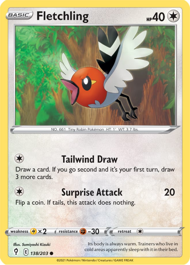 #138 Fletchling 138/203 Common Reverse Holo