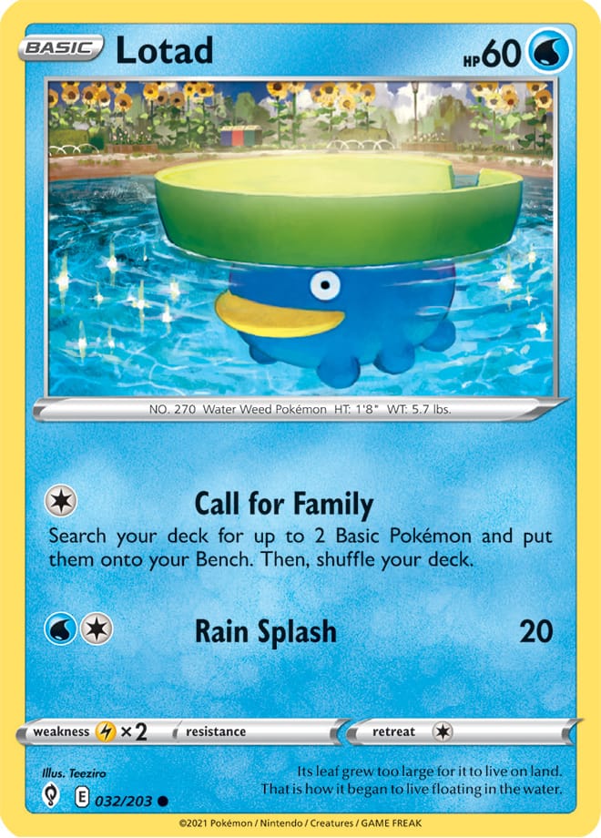 #032 Lotad 032/203 Common Reverse Holo