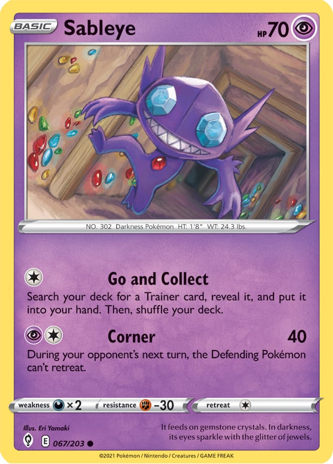 #067 Sableye 067/203 Common Reverse Holo