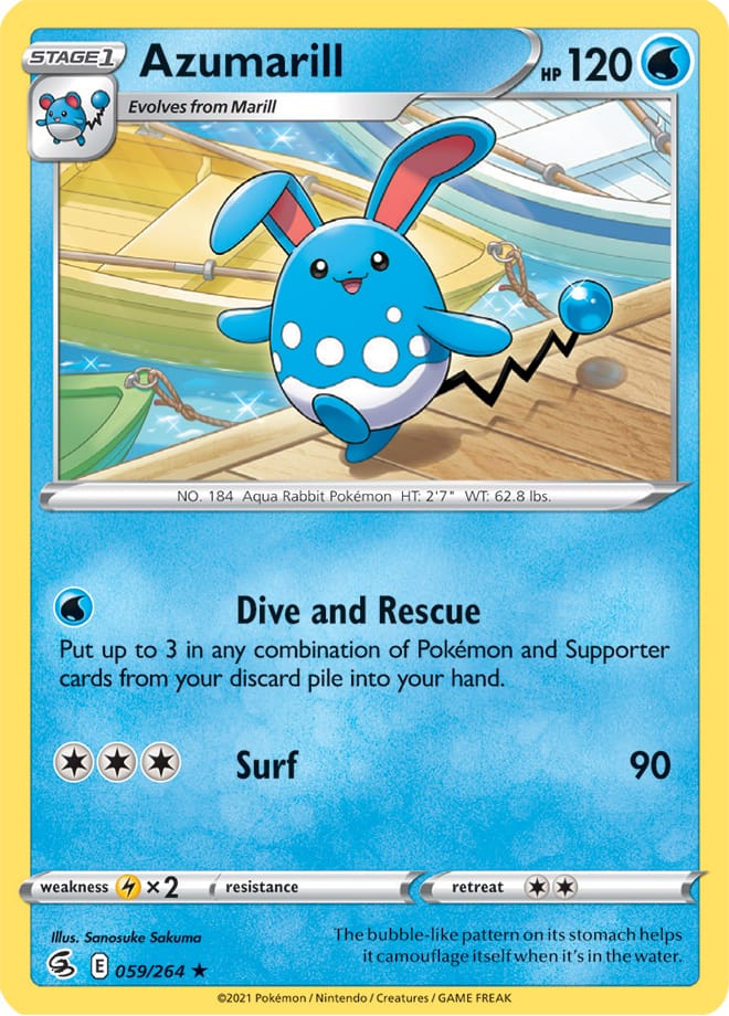 #059 Azumarill 059/264 Rare Reverse Holo