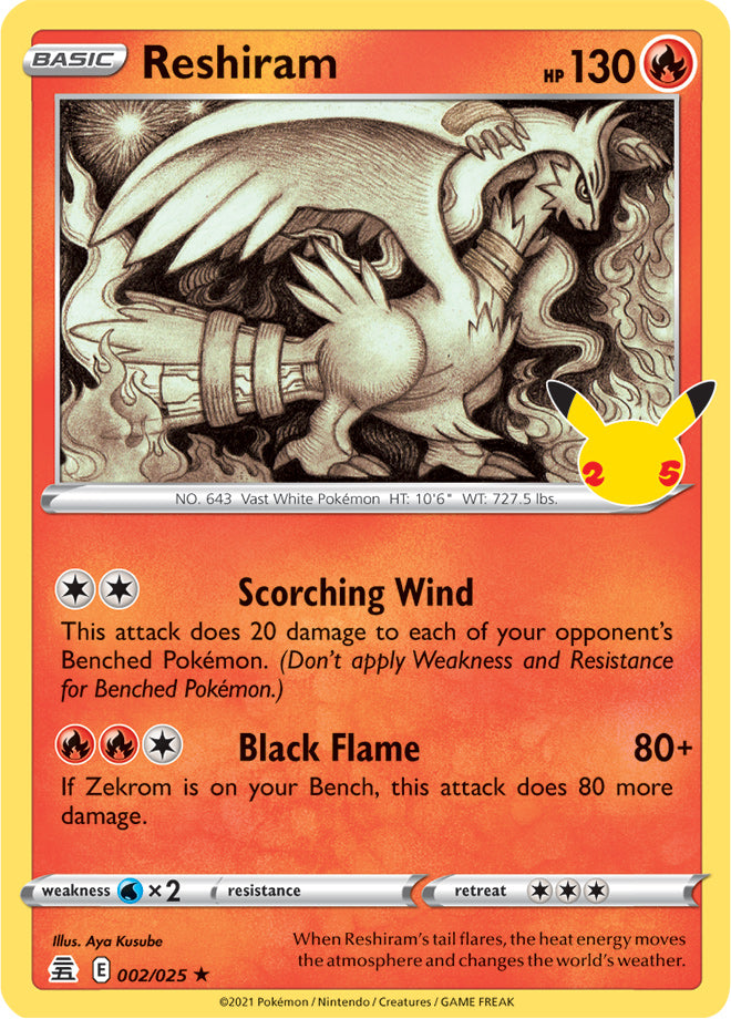 #002 Reshiram 002/025 Rare Holo