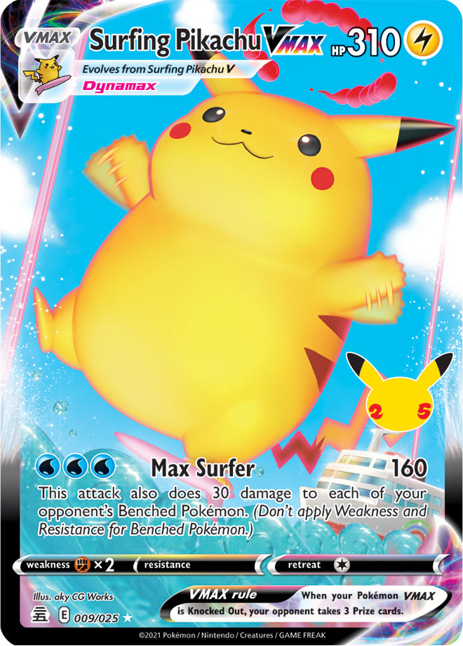 #009 Surfing Pikachu Vmax 009/025 Rare