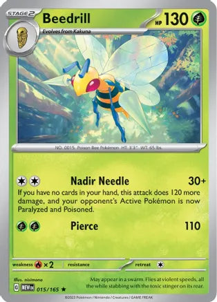 #015 Beedrill 015/165 Rare Reverse Holo