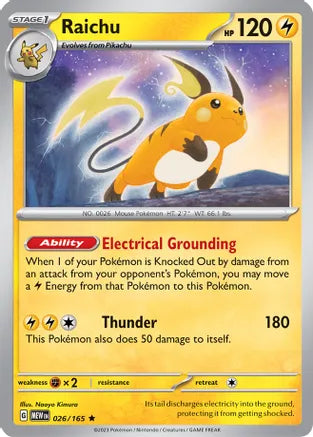 #026 Raichu 026/165 Rare Reverse Holo