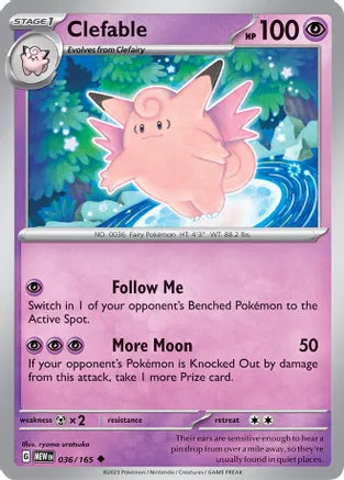 #036 Clefable 036/165 Uncommon Reverse Holo