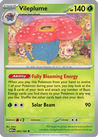 #045 Vileplume 045/165 Rare Reverse Holo