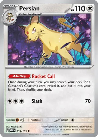 #053 Persian 053/165 Uncommon