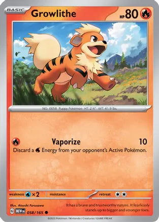 #058 Growlithe 058/165 Common Reverse Holo