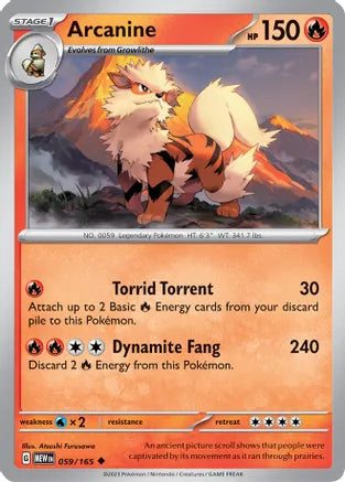 #059 Arcanine 059/165 Uncommon Reverse Holo