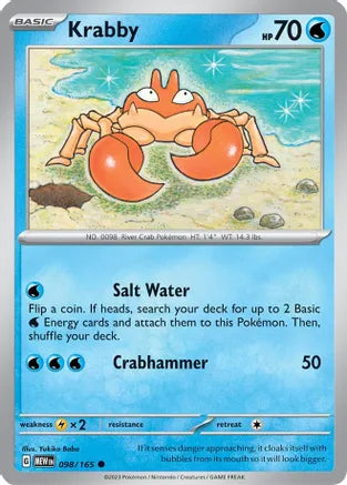 #098 Krabby 098/165 Common Reverse Holo