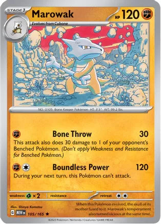 #105 Marowak 105/165 Rare Reverse Holo