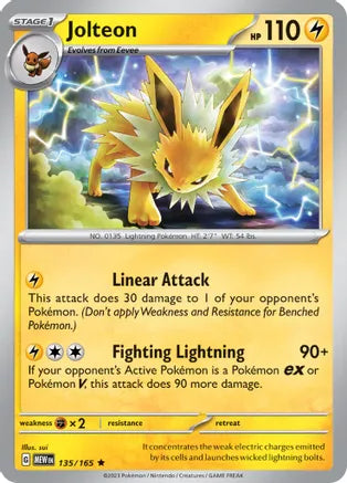 #135 Jolteon 135/165 Rare Reverse Holo