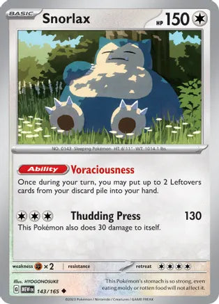 #143 Snorlax 143/165 Uncommon