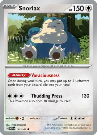 #143 Snorlax 143/165 Uncommon Reverse Holo