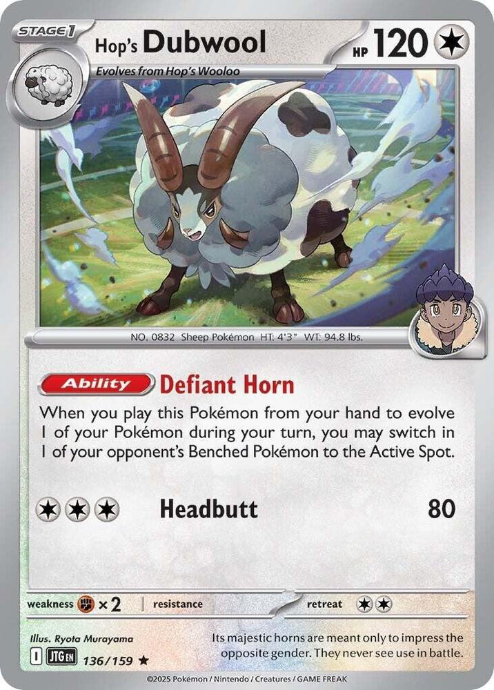 #136 Hop's Dubwool 136/159 Rare Holo