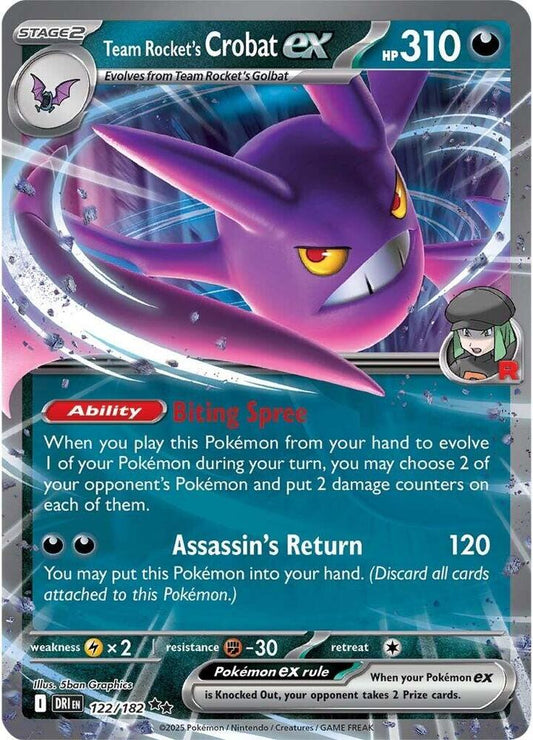 #122 Team Rocket's Crobat EX 122/182 Double Rare