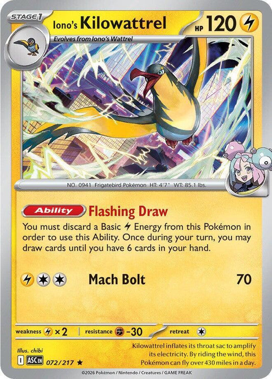 #072 Iono's Kilowattrel 072/217 Rare Holo