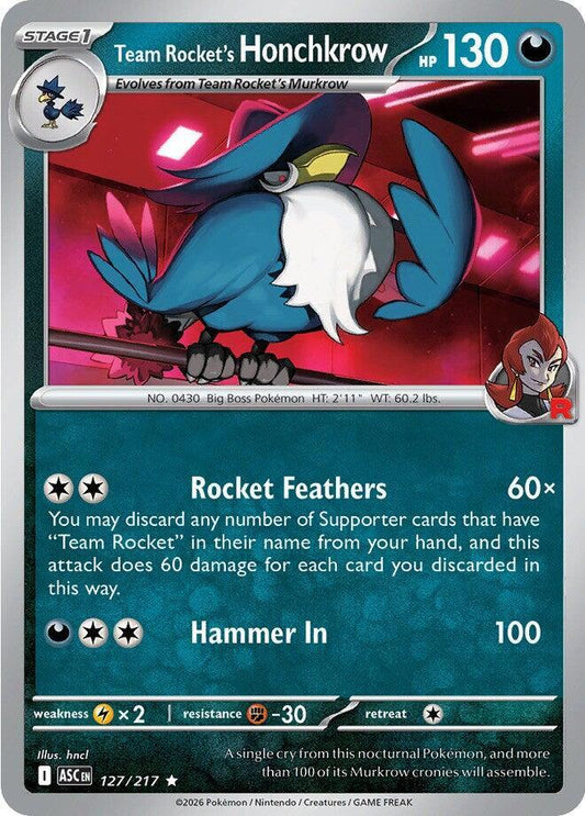 #127 Team Rocket's Honchkrow 127/217 Rare Holo