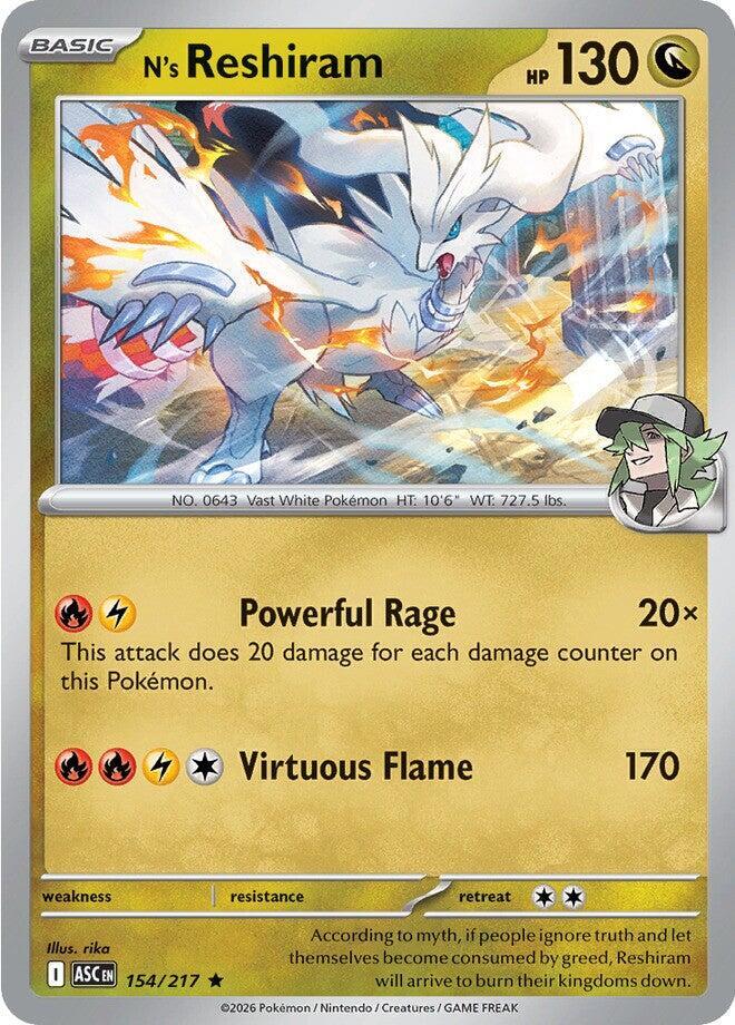 #154 N's Reshiram 154/217 Rare Holo