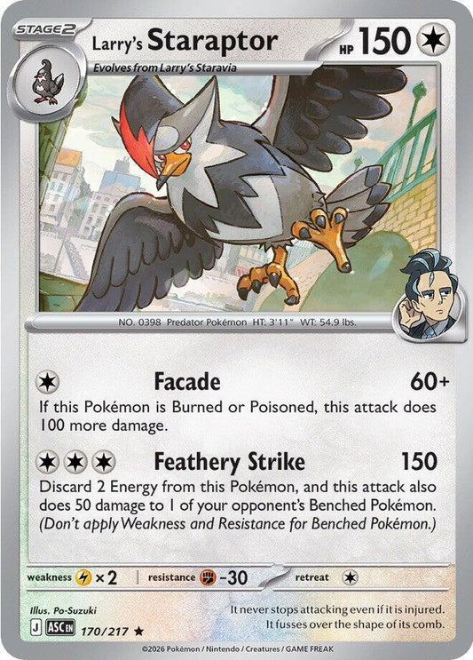 #170 Larry's Staraptor 170/217 Rare Holo