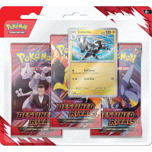 (Max 2 pr kunde) Pokémon SV10 Destined Rivals 3 Pack Blister Zebstrika