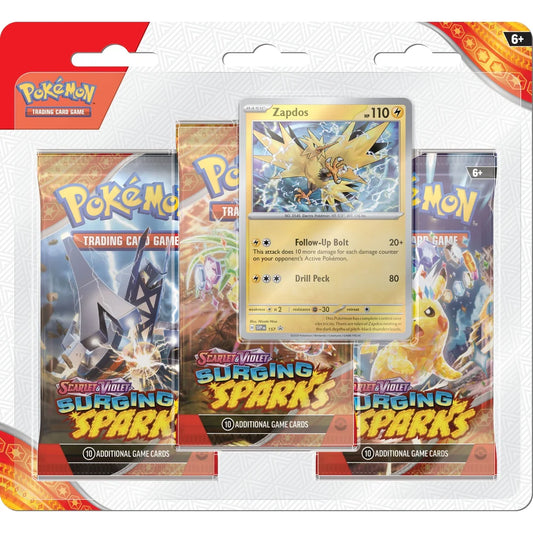 Pokémon SV8 Surging Sparks 3 Pack Blister Zapdos