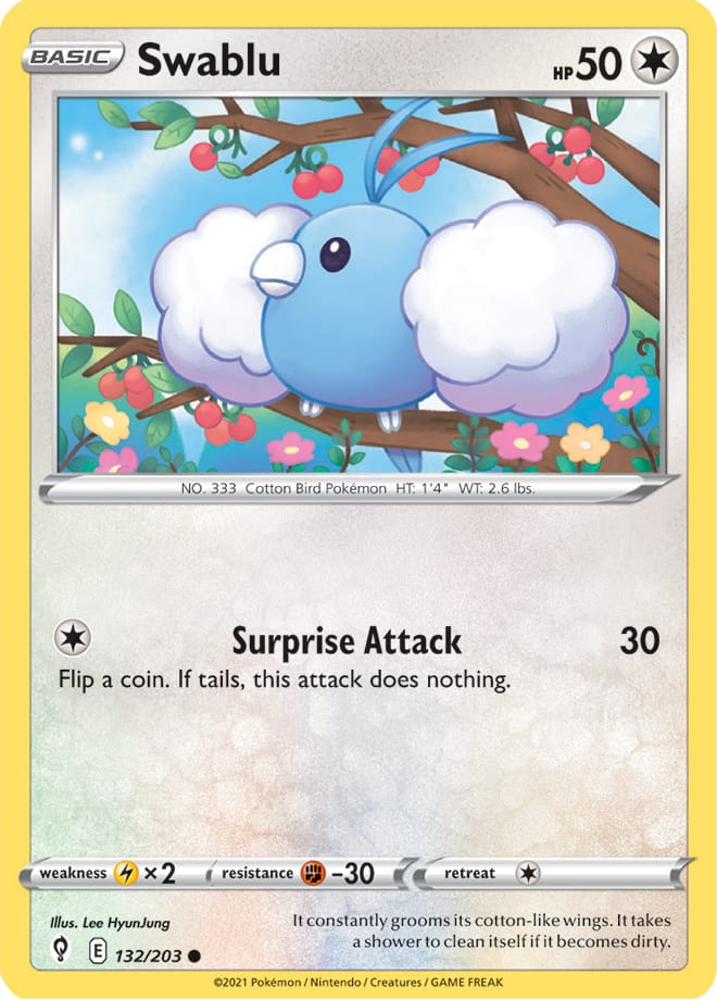 #132 Swablu 132/203 Common Reverse Holo