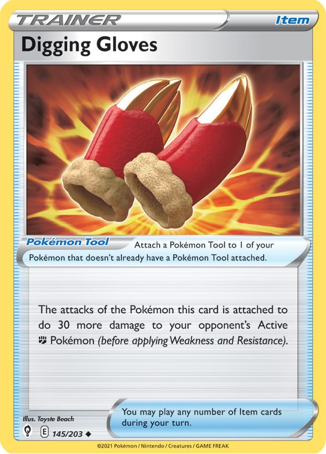 #145 Digging Gloves 145/203 Uncommon Reverse Holo